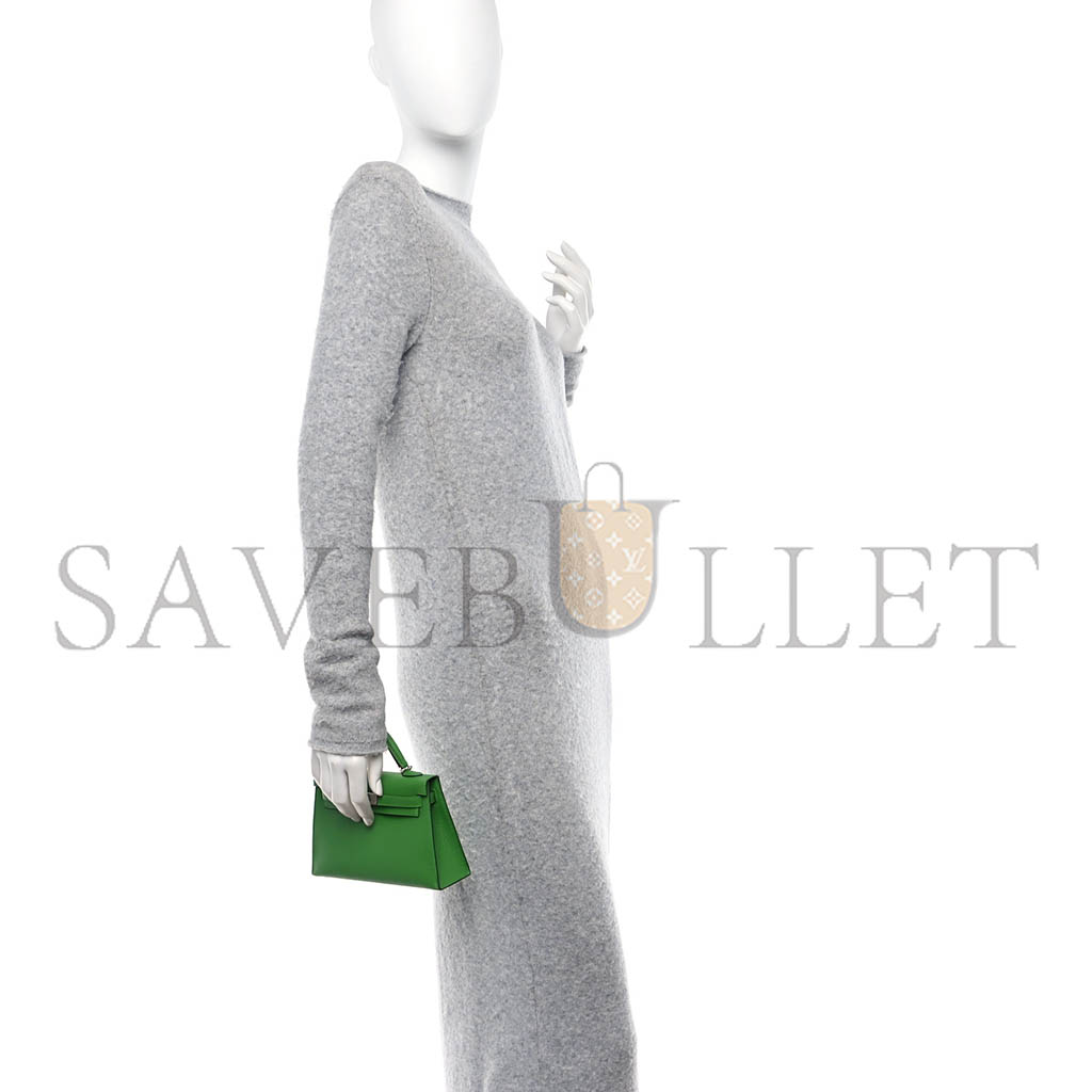 H**mes master mini kelly ii epsom green silver buckle (19*12*5.5cm)